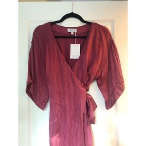 & other stories raspberry satin wrap dress